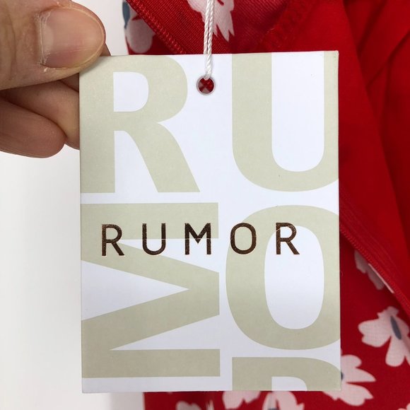 Rumor Red white floral print Spaghetti strap  mini dress ruffle hem. - Picture 11 of 14